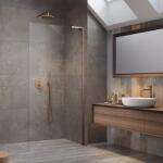 Radaway Perete de dus tip Walk-In, cu stabilizator in forma de L, cupru periat, Radaway Modo SL Brushed Copper II 10319105-93-01R (10319105-93-01R)