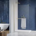 Radaway Perete de dus Walk-In, Radaway Modo New Brushed Gold II cu port prosop 389144-99-01W (389144-99-01W)