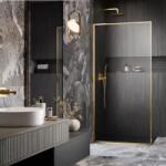 Radaway Perete de dus tip Walk-In cu stabilizatorului de unghi L, auriu lucios, Radaway Modo F SL Gold II 10419064-09-01L (10419064-09-01L)
