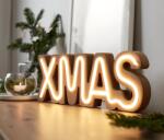 Tchibo LED-es XMAS felirat, fa Natúrszínű fa Fehér felirat és adapter Átlátszó kábel