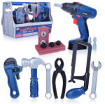 Euro-Trade Elektromos gyermek fúrógép készlet, kiegészítőkkel, effektusokkal 17cm Fun Tools (290292)