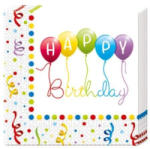 Procos Szalvéta Happy Birthday (Boldog születésnapot) lufikkal 33x33cm 20db (331285)