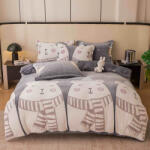Jojo Home Lenjerie de pat single, cocolino, 4 piese, cearceaf de pat normal, gri cu ursuleti-A941 (A941) Lenjerie de pat