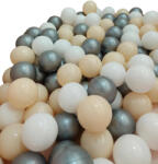  150 db golyó száraz gyermekmedencéhez - fehér, ezüst, bézs