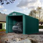 TOOLPORT Ponyvagarázs, 4x8m, PVC ponyva, sötét zöld, statikai megerősítéssel (puha alap) Sátorgarázs, Autó sátor, Fóliagarázs - (99522)