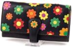 VISCONTI fekete virágos női bőr pénztárca (DSP-2 BLK Pace Daisy)