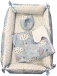 Deseda Reductor personalizat bebe bed nest cu paturica si pernuta antiplagiocefalie deseda norisori cu luna albastra