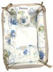 Deseda Reductor personalizat bebe bed nest cu paturica si pernuta antiplagiocefalie deseda ursi cu albine pe crem