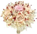 Eventissimi® Buchet mare personalizabil cu trandafiri naturali criogenati si flori naturale uscate si criogenate, (Roz Verde) (BF-156)