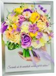 Eventissimi® Buchet in rama personalizabil cu trandafiri si flori de cires 20 cm x 29 cm (multicolor) (TS-001)