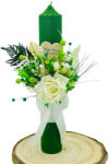 Eventissimi® Lumanare de cununie, nunta sau botez, personalizabila cu trandafir matase si plante uscate (Verde) (LB-037)