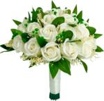 Eventissimi® Buchet mediu personalizabil cu trandafiri, verdeata si floarea miresei (Alb) (BF-091)