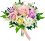 Eventissimi® Buchet mic personalizabil cu trandafiri si floarea miresei (Roz, Multicolor) (BF-088)