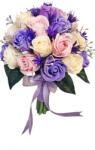 Eventissimi® Buchet mare personalizabil cu trandafiri, plante decorative si frunze (Violet, Roz, Crem) (BF-021)