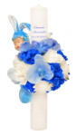 Eventissimi® Lumanare botez, 40 cm, baietel, Eventissimi, cu flori si somnoros, alb albastru (LB-008)