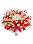 Eventissimi® Buchet mediu personalizabil cu trandafiri si flori uscate (Alb, Rosu) (BF-147)
