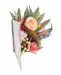 Eventissimi® Aranjament floral personalizabil, Eventissimi, cutie cadou, carte, trandafir criogenat, licheni si plante uscate multicolor (CF-026)