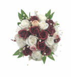 Eventissimi® Buchet flori personalizabil, Eventissimi, Trandafiri, Glixia si Floarea Miresei, Alb Visiniu (BF-079)