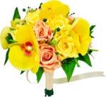 Eventissimi® Buchet mediu personalizabil cu trandafiri si orhidee (Galben, Somon) (BF-111)