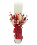 Eventissimi® Lumanare Botez sau Nunta Eventissimi - Plante Uscate Rosu Natur (LN-013)