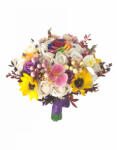 Eventissimi® Buchet mare cu trandafiri, floarea soarelui, orhidee si plante uscate (multicolor) (BF-065)