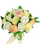 Eventissimi® Buchet mediu personalizabil cu trandafiri si frunze (Alb, Crem, Somon) (BF-116)