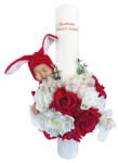 Eventissimi® Lumanare botez, 40 cm, fetita, Eventissimi, cu flori si somnoros, alb rosu (LB-010)