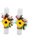 Eventissimi® Set lumanari nunta sau botez traditionale cu plante uscate si floarea soarelui din foita de sapun (Multicolor) (SET-023)