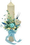 Eventissimi® Lumanare pentru cununie botez, 42 cm, cu flori criogenate si plante naturale uscate (personalizabila cromatic si cu text) (LB-023)