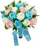 Eventissimi® Buchet mare personalizabil cu trandafiri, Gypsophila si frunze (Bleu, Multicolor) (BF-144)
