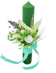 Eventissimi® Lumanare de cununie, nunta sau botez, personalizabila cu trandafir criogenat si plante uscate (Verde) (LN-038)