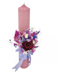 Eventissimi® Lumanare pentru cununie botez, 35 cm, cu trandafir matase si plante naturale uscate (personalizabila cromatic si cu text) (LB-030)