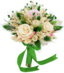 Eventissimi® Buchet mic personalizabil cu trandafiri din catifea si flori naturale uscate si criogenate, (Ivory Verde) (BF-153)
