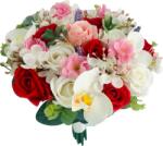 Eventissimi® Buchet mediu personalizabil cu trandafiri, orhidee, hortensie si verdeata (Alb, Rosu, Roz) (BF-128)