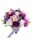 Eventissimi® Buchet mediu personalizabil cu trandafiri, orhidee, hortensie si verdeata (Violet, Alb, Roz) (BF-129)