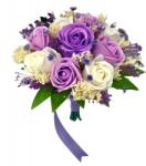 Eventissimi® Buchet mic personalizabil cu trandafiri si floarea miresei (Lila, Crem) (BF-089)