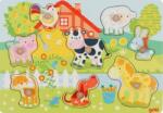 Goki Puzzle din lemn cu manere Goki - Animalele din ferma (57392) Puzzle