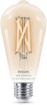 Philips Bec LED inteligent vintage Smart LED Philips filament transparent, Wi-Fi, Bluetooth, ST64, E27, 7W (60W), 806 lm, lumina alba reglabila (2700-6500K), 8719514372245 (871951437224500)