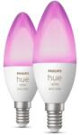 Philips Lighting Romania Pachet 2 becuri LED RGB inteligente Philips Hue B39, E14, 4W (25W), lumina alba si colorata, 8719514356719 (871951435671900)