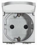 Legrand Priza Schuko Iluminabila Standard German Living Light, 2P+N, Cu capac, 2M, Aluminiu (NT4141PW)