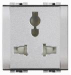 Legrand Priza 2P+T 5/6/10/13A -multistandard, Living Light 2M, aluminiu (NT4139)