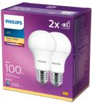 Philips Set 2 becuri LED Philips, 13W (100W), A60, E27, 2700K, lumina calda (871869966943000)