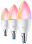 Philips Pachet 3 becuri LED WiZ, Wi-Fi/Bluetooth, E14, C37, 4.9W (40W), 470lm, lumina alba si colorata (2700-6500K), clasa energetica F, 8720169075672 (872016907567200)