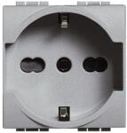 Legrand Priza Schuko Living Light 2P+N, 16A, 2M, Aluminiu (NT4140)