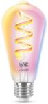 Philips Bec LED RGB inteligent WiZ, ST64, Wi-Fi/Bluetooth, E27, 6.3W (40W), 470lm, lumina alba si colorata (2200-6500K), transparent, 8720169072213 (872016907221300)