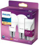 Philips Pachet 2 becuri LED Philips A60, E27, 13W (100W), 1521 lm, lumina alba calda (2700K) (871869977022800)