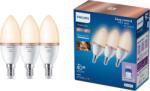 Philips Pachet 3 becuri LED inteligente Philips Smart, Wi-Fi, Bluetooth, C37, E14, 4.9W (40W), 470 lm, temperatura lumina reglabila (2700-6500K), sticla mata, 8720169210332 (872016921033200)