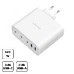 Cellect 3xUSB-C, 2xUSB-A hálózati töltő adapter gyorstöltő funkcióval 120W fehér (MTCB-PD120W-W)