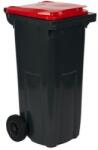  Pubela de exterior din plastic pentru deseuri sortate, volum 120 l, gri/rosie M1208005 Cos de gunoi