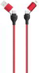 2GO USB-C/USB-A Apa - USB-C/Lightning Apa Adat és Töltő Kábel - 1.2 m, Piros